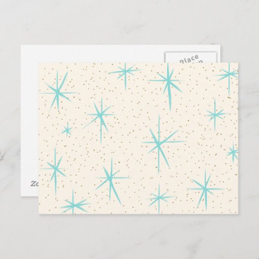 Carte postale Starburst Turquoise Space Age (Devant / Derrière)