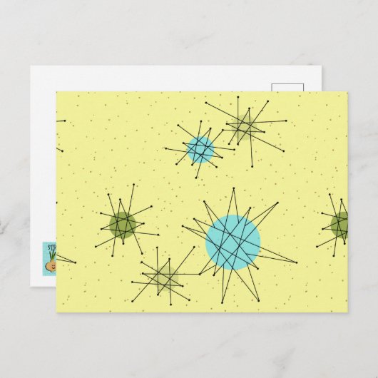 Carte postale Starburts atomique jaune (Devant / Derrière)