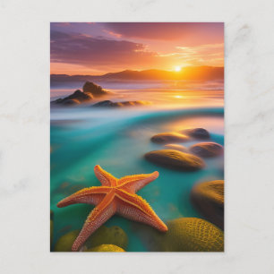 Carte Postale Starfish sur la plage à Dawn