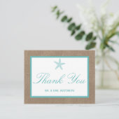 Carte Postale Starfish Turquoise Burlap Beach Wedding Collection (Debout devant)