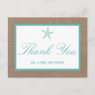 Carte Postale Starfish Turquoise Burlap Beach Wedding Collection