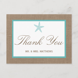 Carte Postale Starfish Turquoise Burlap Beach Wedding Collection