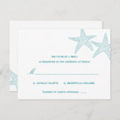 Carte Postale Starfish Wedding RSVP - Turquoise (Devant / Derrière)