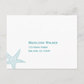 Carte Postale Starfish Wedding RSVP - Turquoise (Dos)