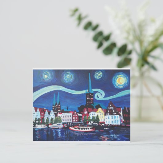 Carte Postale Starry Night à Lübeck Germany (Debout devant)