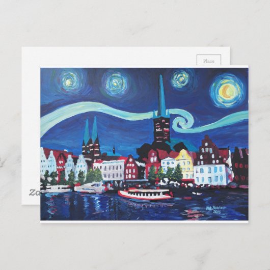 Carte Postale Starry Night à Lübeck Germany (Devant / Derrière)