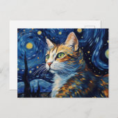 Carte Postale Starry Night Cat (Devant / Derrière)