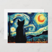 Carte Postale Starry Night Cat (Devant / Derrière)