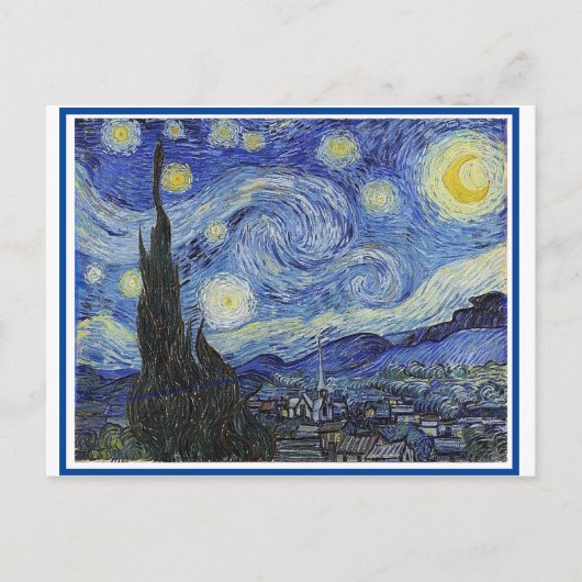 Carte Postale Starry Night, Fine Art de Van Gogh, (Devant)