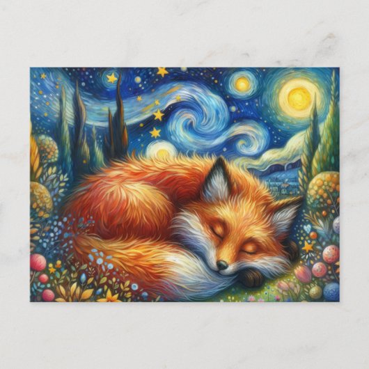 Carte Postale Starry Night Fox : A Whimsical and Magical (Devant)