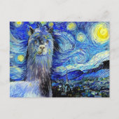 Carte Postale Starry Night Funny Alpaca Paysage Parodie (Devant)