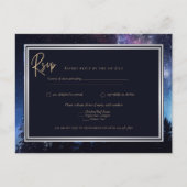 Carte Postale Starry Night Galaxy Mariage RSVP Marine Gold (Devant)