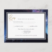 Carte Postale Starry Night Galaxy Mariage RSVP Marine Gold Postc (Devant)