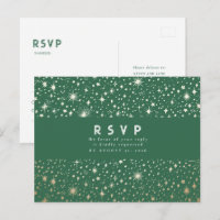 Starry Night Green et Gold Wedding RSVP