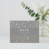 Carte Postale Starry Night Grey et Gold Wedding RSVP (Debout devant)