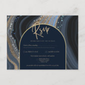 Carte Postale Starry Night Marine Gold Agate Mariage RSVP (Devant)