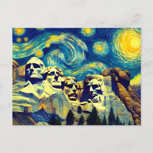 Carte Postale Starry Night Mt. Rushmore Dakota du Sud (Devant)