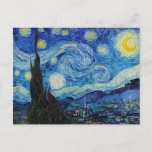 Carte Postale Starry Night Van Gogh Art Imprimer<br><div class="desc">Ce tableau emblématique de 1889 de Vincent van Gogh montre une scène tirée de la vue de sa chambre dans l'asile où il séjournait. Il utilise de riches pigments bleus et un pigment jaune indien assez rare. Étonnamment,  il semble qu'il n'en ait pas particulièrement aimé.</div>