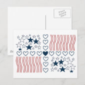 Carte Postale Stars Stripes Coeurs (Devant / Derrière)