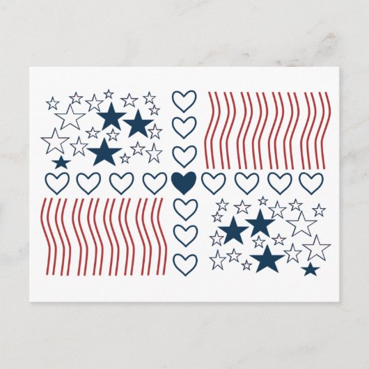 Carte Postale Stars Stripes Coeurs (Devant)