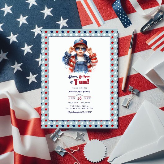Carte Postale Stars, Stripes & Fun | Anniversaire d'un véritable