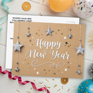 Carte Postale Stars Suspendus Bonne Année Chic Moderne