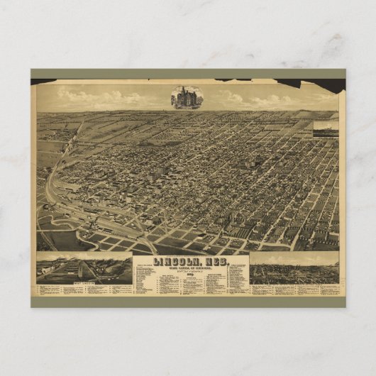 Carte Postale State Capitol Lincoln, Nebraska (1889) (Devant)