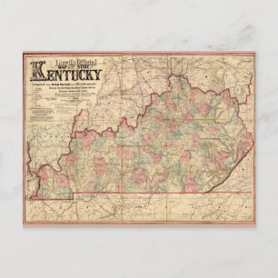 Carte Postale State of Kentucky Map by James Lloyd (1862)