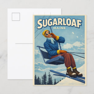 Carte Postale Station de ski vintage de Nouvelle-Angleterre Suga