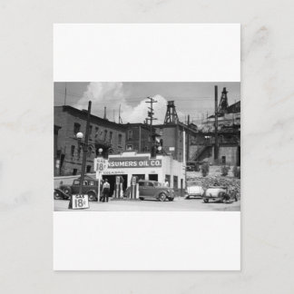 Carte Postale Station-service ancienne, années 1930