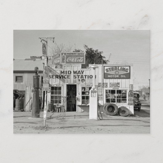 Carte Postale Station-service Midway, 1939 (Devant)