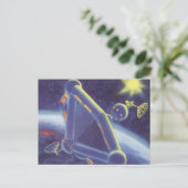 Carte Postale Station spatiale en orbite de science-fiction vint (Debout devant)