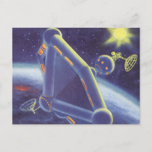 Carte Postale Station spatiale orbitante de science-fiction vint