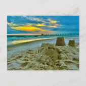 Carte Postale Stationné, Châteaux De Sable Sur La Plage (Devant)