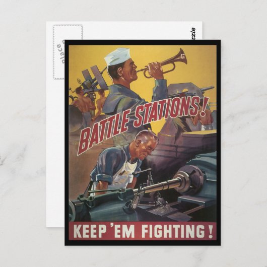 Carte Postale Stations de combat de la Seconde Guerre mondiale (Devant / Derrière)