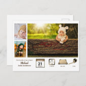 Carte Postale STATISTIQUES DE BÉBÉ GARÇON Collage de photos Rust (Devant / Derrière)