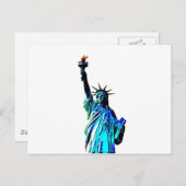 Carte Postale Statue bleue de Lady Liberty (Devant / Derrière)