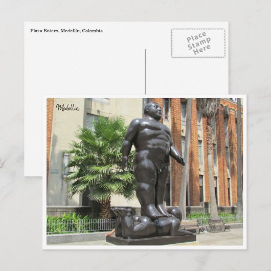 Carte Postale statue botero (Devant / Derrière)