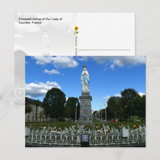 Carte Postale Statue couronnée de Notre-Dame de Lourdes, France  (Devant / Derrière)