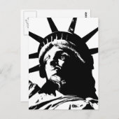 Carte Postale Statue d'Art Pop Noir & Blanc de la Liberté (Devant / Derrière)