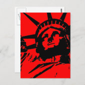 Carte Postale Statue d'Art Rouge Pop de la Liberté (Devant / Derrière)