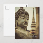 Carte Postale Statue de Bouddha Ayutthaya Thaïlande (Devant / Derrière)