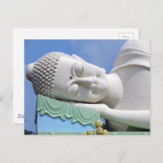 Carte Postale Statue De Bouddha Se Reposant Dormir Joyeuse Paix (Devant / Derrière)