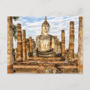 Carte Postale Statue de Bouddha, Wat Mahathat, Sukhothai Histori