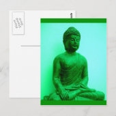 Carte Postale Statue de bronze vert bouddha de Sharles (Devant / Derrière)
