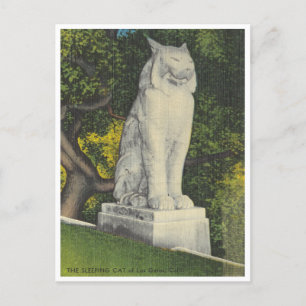 Carte Postale Statue de chat Vintage dormant Los Gatos Californi