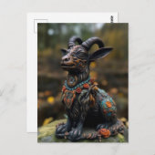 Carte Postale Statue de chèvre fleurie (Devant / Derrière)