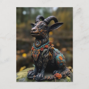 Carte Postale Statue de chèvre fleurie