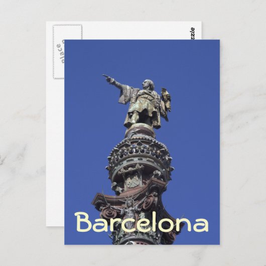 Carte Postale Statue de Columbus, Barcelone (Devant / Derrière)