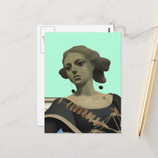 Carte Postale Statue de dame (Devant/Arrière en situation)